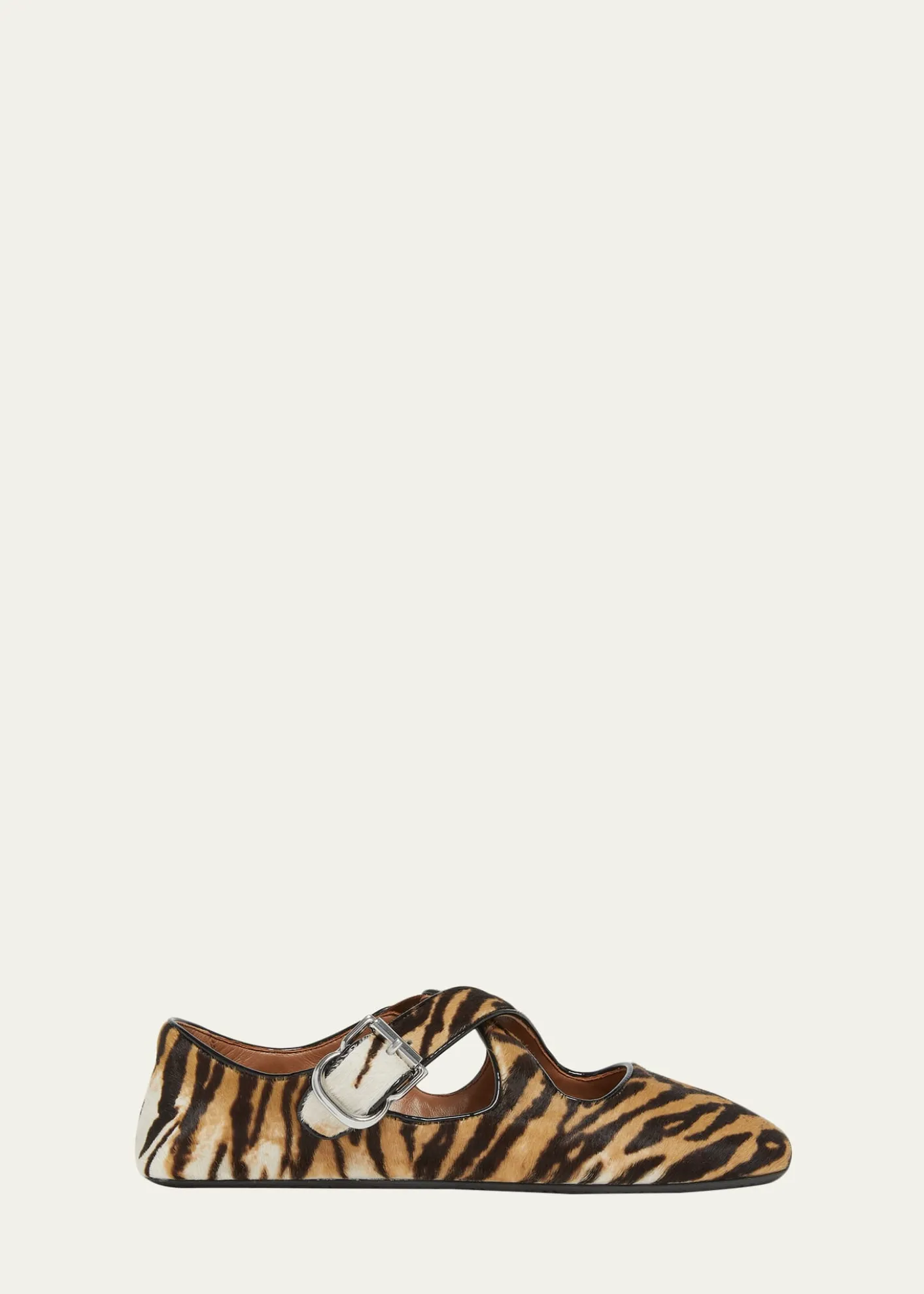 ALAIACrisscross Tiger Calf Hair Ballerina Flats