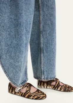 ALAIACrisscross Tiger Calf Hair Ballerina Flats