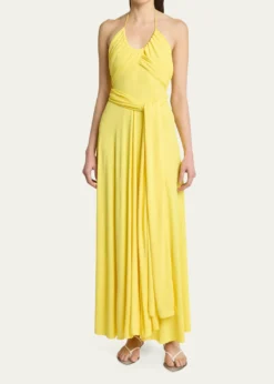 ALAIACrossover Wrap Jersey Halter Maxi Dress