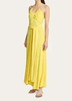 ALAIACrossover Wrap Jersey Halter Maxi Dress