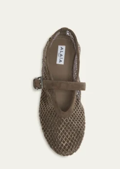 ALAIACrystal Mesh Ballet Flats
