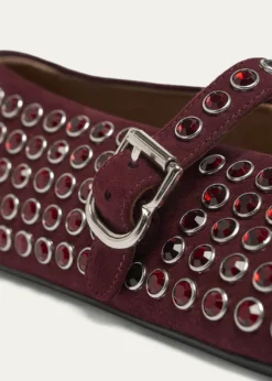 ALAIACrystal Stud Mary Jane Ballerina Flats