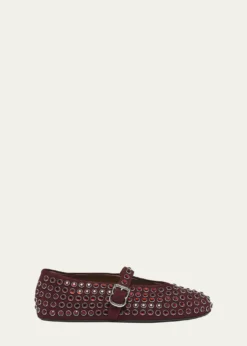 ALAIACrystal Stud Mary Jane Ballerina Flats