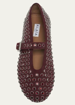 ALAIACrystal Stud Mary Jane Ballerina Flats