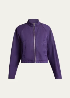 ALAIACurved-Sleeve Denim Zip Jacket