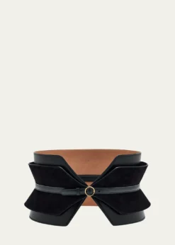 ALAIADouble Bustier Belt in Leather and Suede
