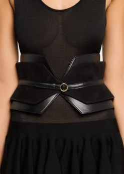 ALAIADouble Bustier Belt in Leather and Suede
