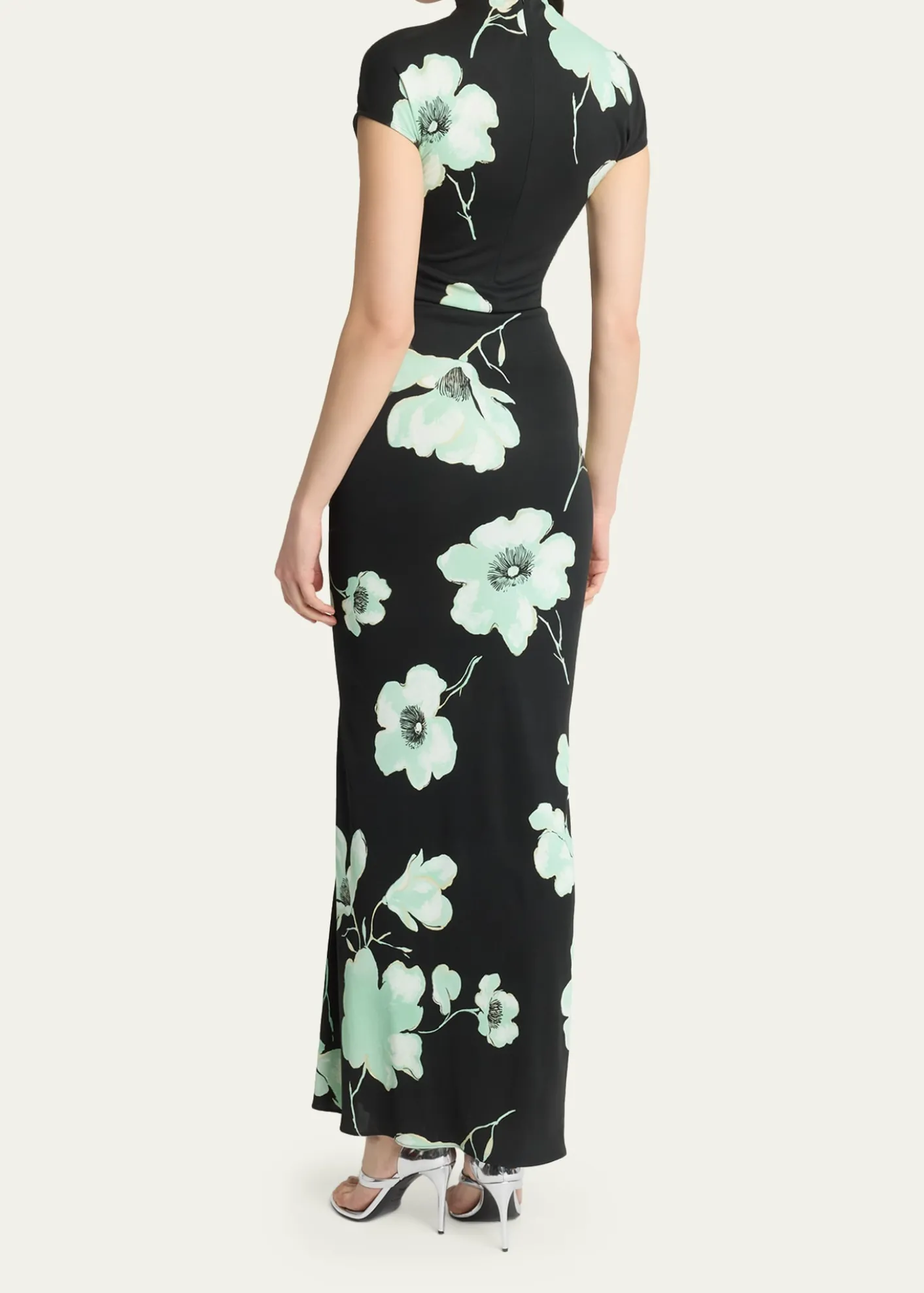 ALAIADraped Floral-Print Jersey Maxi Dress