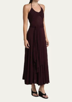 ALAIADraped Halter Backless Gown