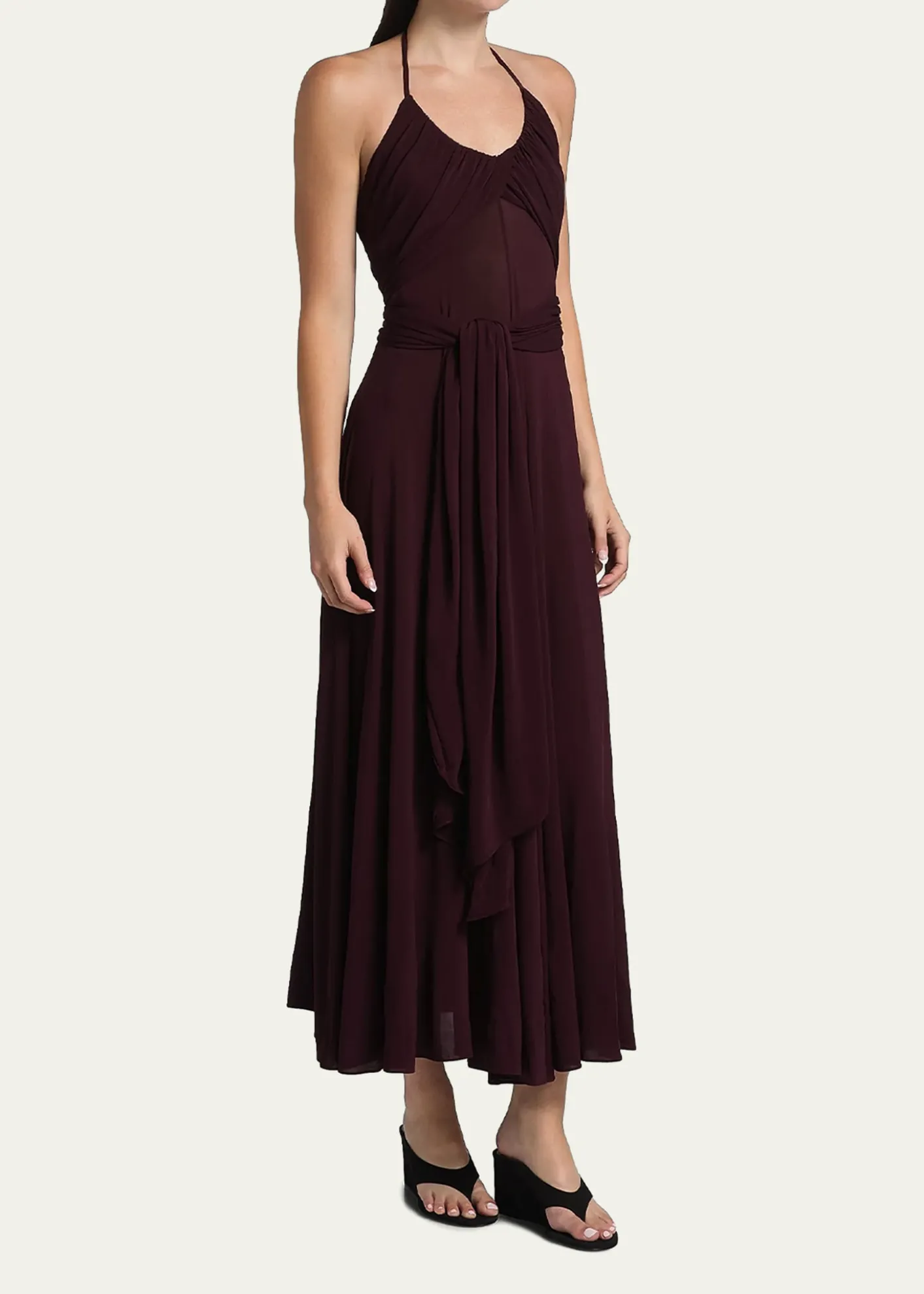 ALAIADraped Halter Backless Gown