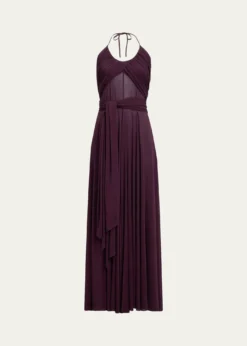 ALAIADraped Halter Backless Gown