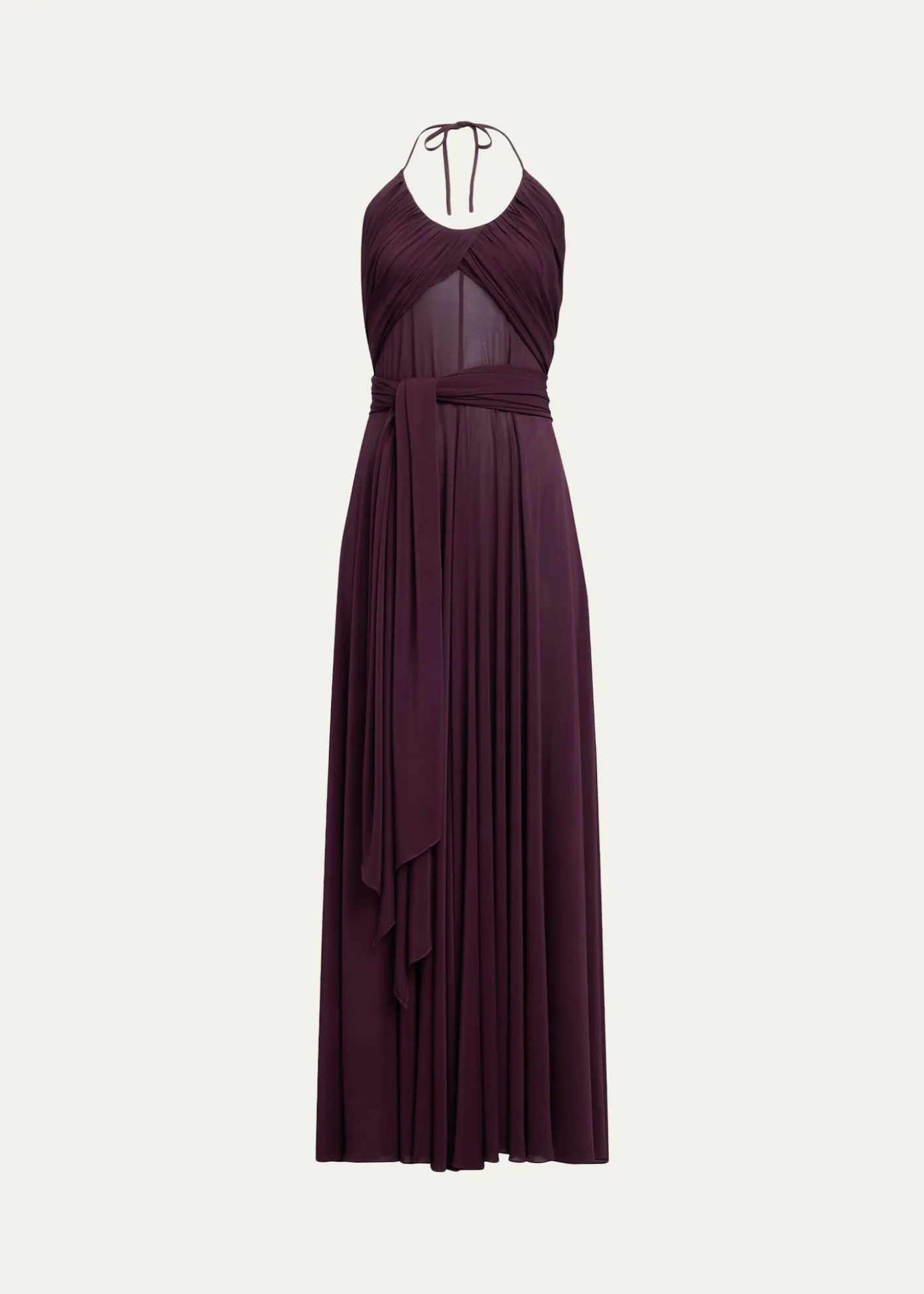 ALAIADraped Halter Backless Gown