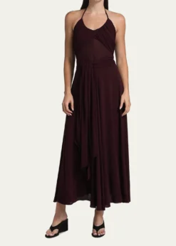 ALAIADraped Halter Backless Gown