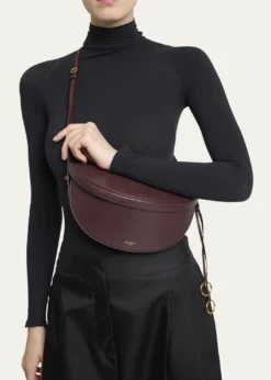 ALAIAEast-West Curved Goatskin Leather Shoulder Bag