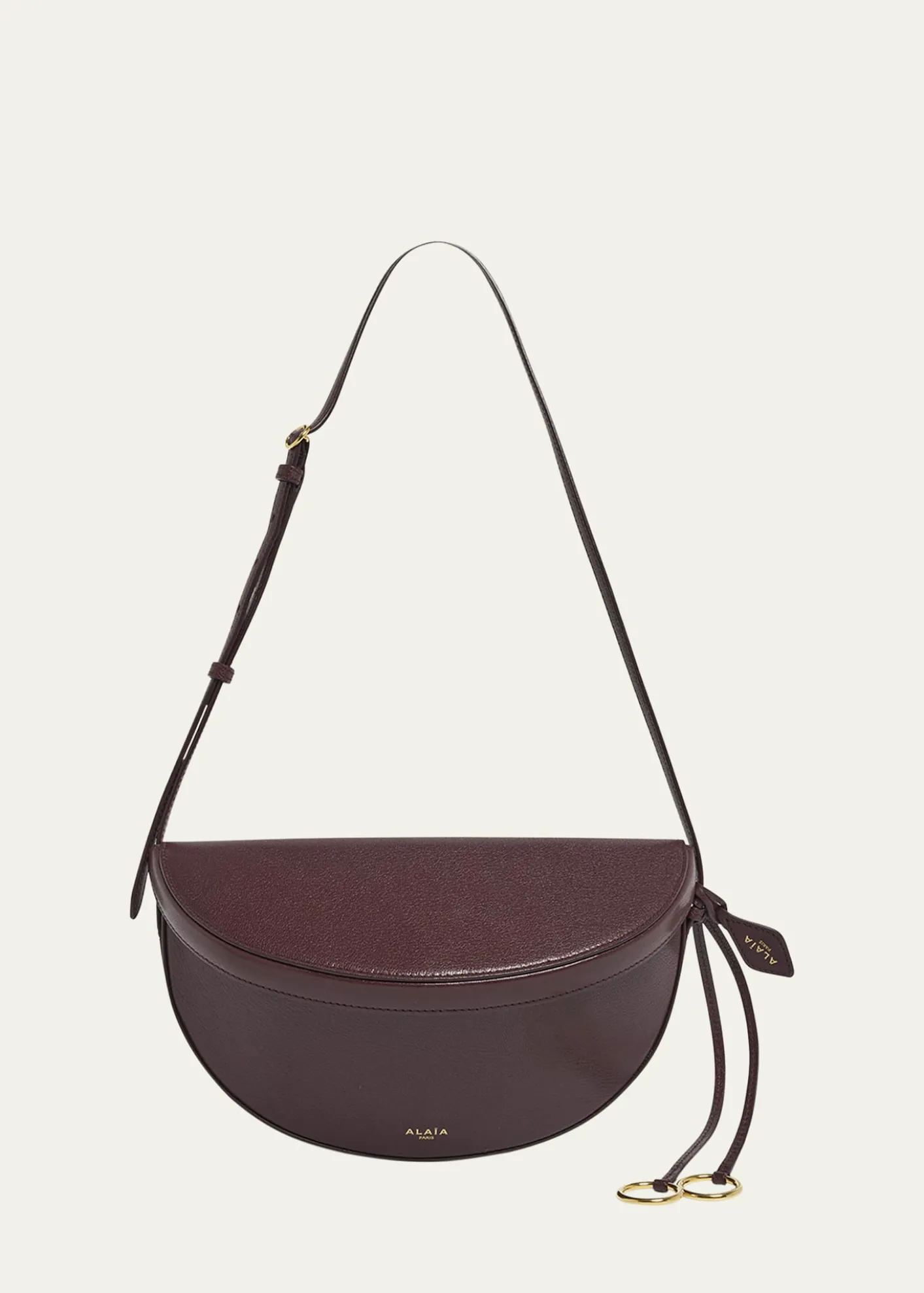 ALAIAEast-West Curved Goatskin Leather Shoulder Bag