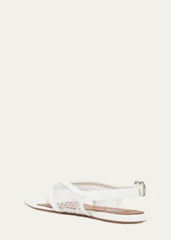 ALAIAFishnet Patent Leather Flat Thong Sandals