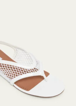 ALAIAFishnet Patent Leather Flat Thong Sandals