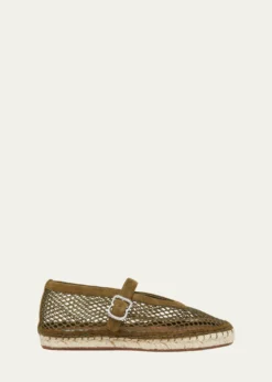 ALAIAFishnet Suede Mary Jane Espadrilles