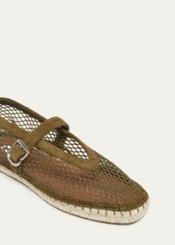 ALAIAFishnet Suede Mary Jane Espadrilles