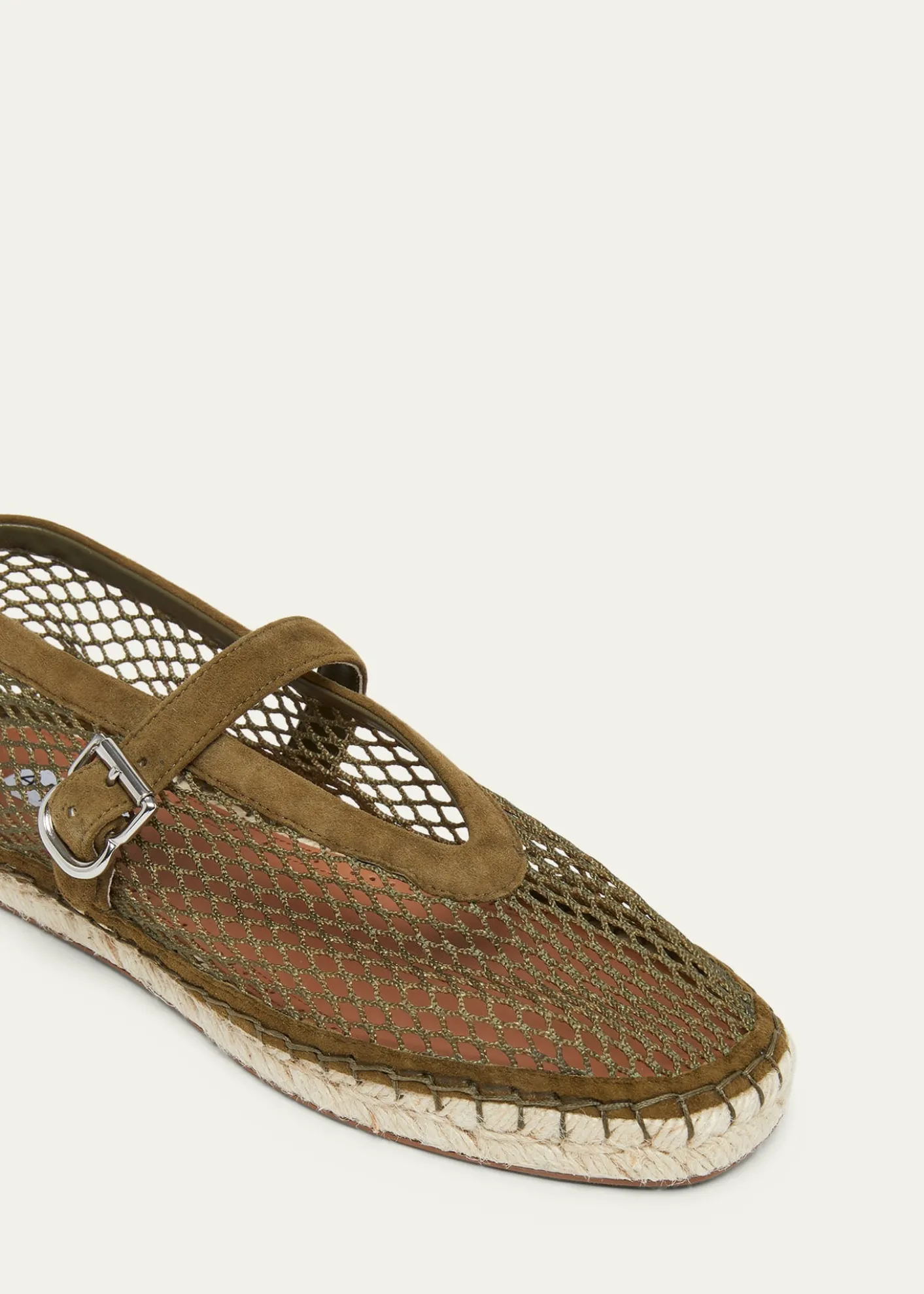 ALAIAFishnet Suede Mary Jane Espadrilles