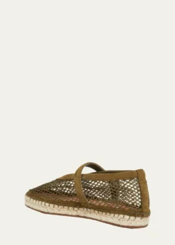 ALAIAFishnet Suede Mary Jane Espadrilles
