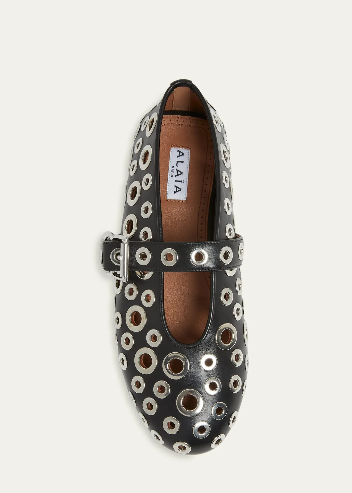 ALAIAGrommet Leather Ballet Flats