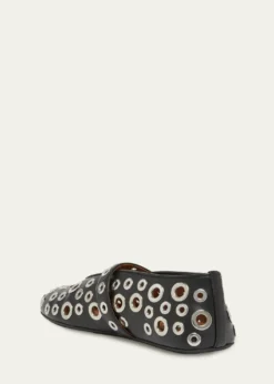 ALAIAGrommet Leather Ballet Flats