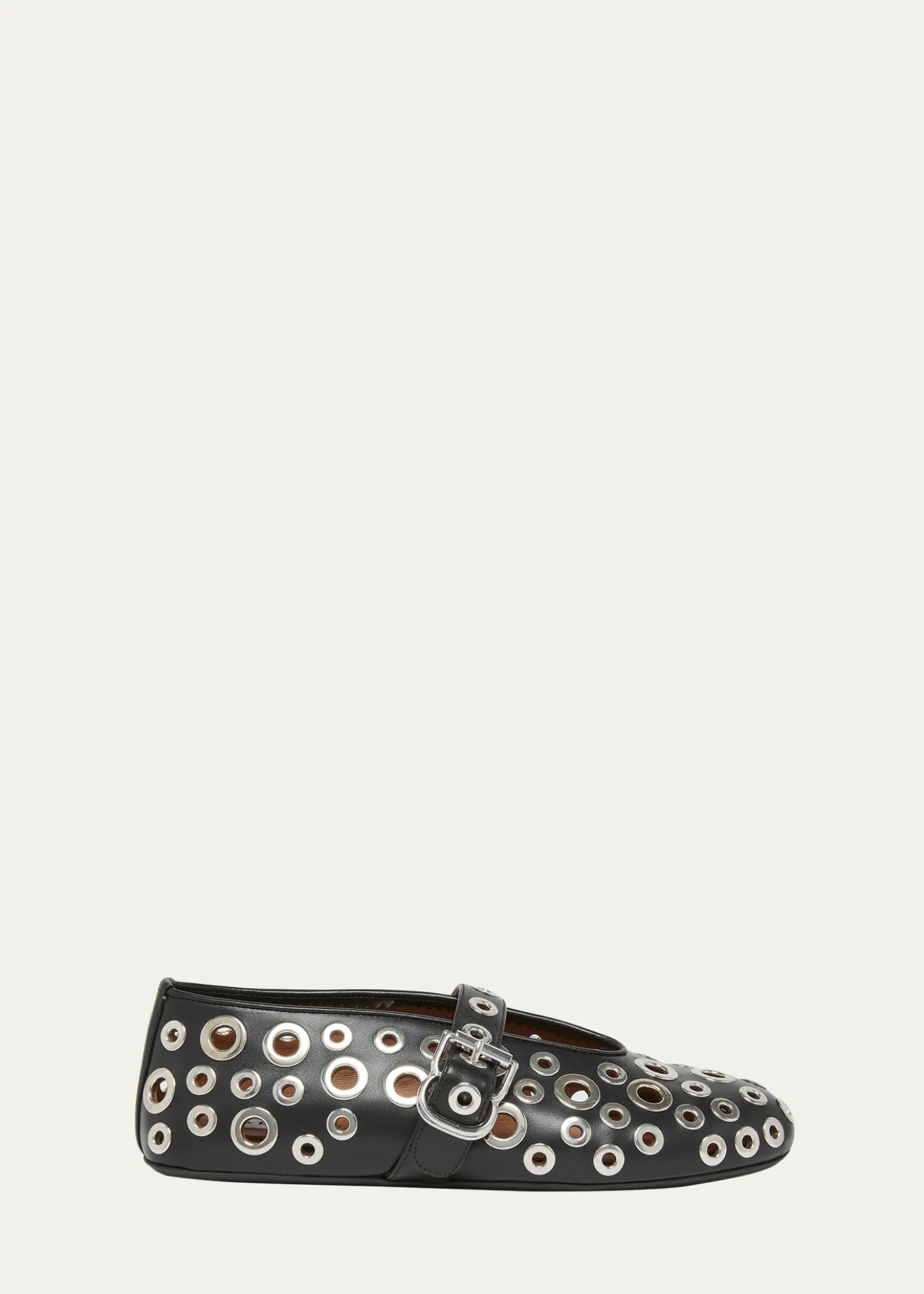 ALAIAGrommet Leather Ballet Flats