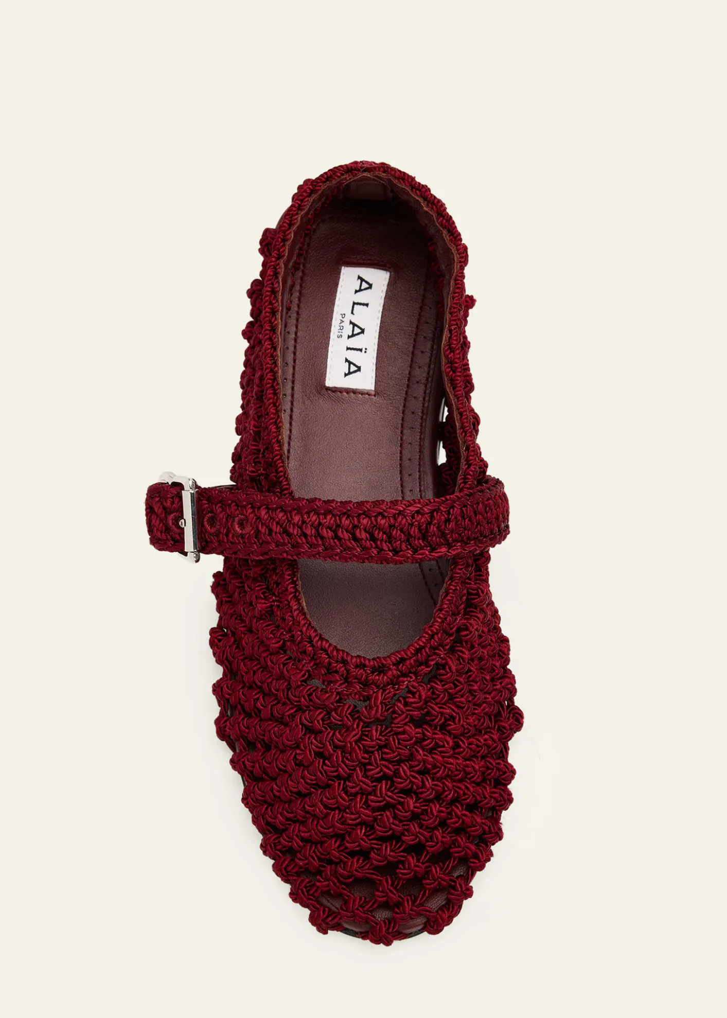 ALAIAKnotted Satin Mary Jane Ballerina Flats