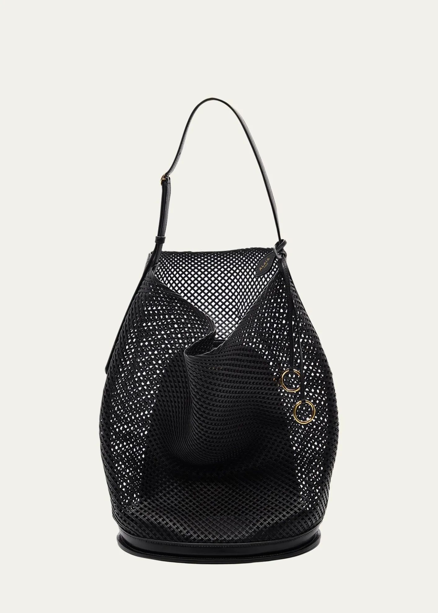 ALAIALarge Leather Net Hobo Bag