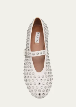 ALAIALeather Mary Jane Flats With Allover Studs