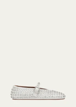 ALAIALeather Mary Jane Flats With Allover Studs