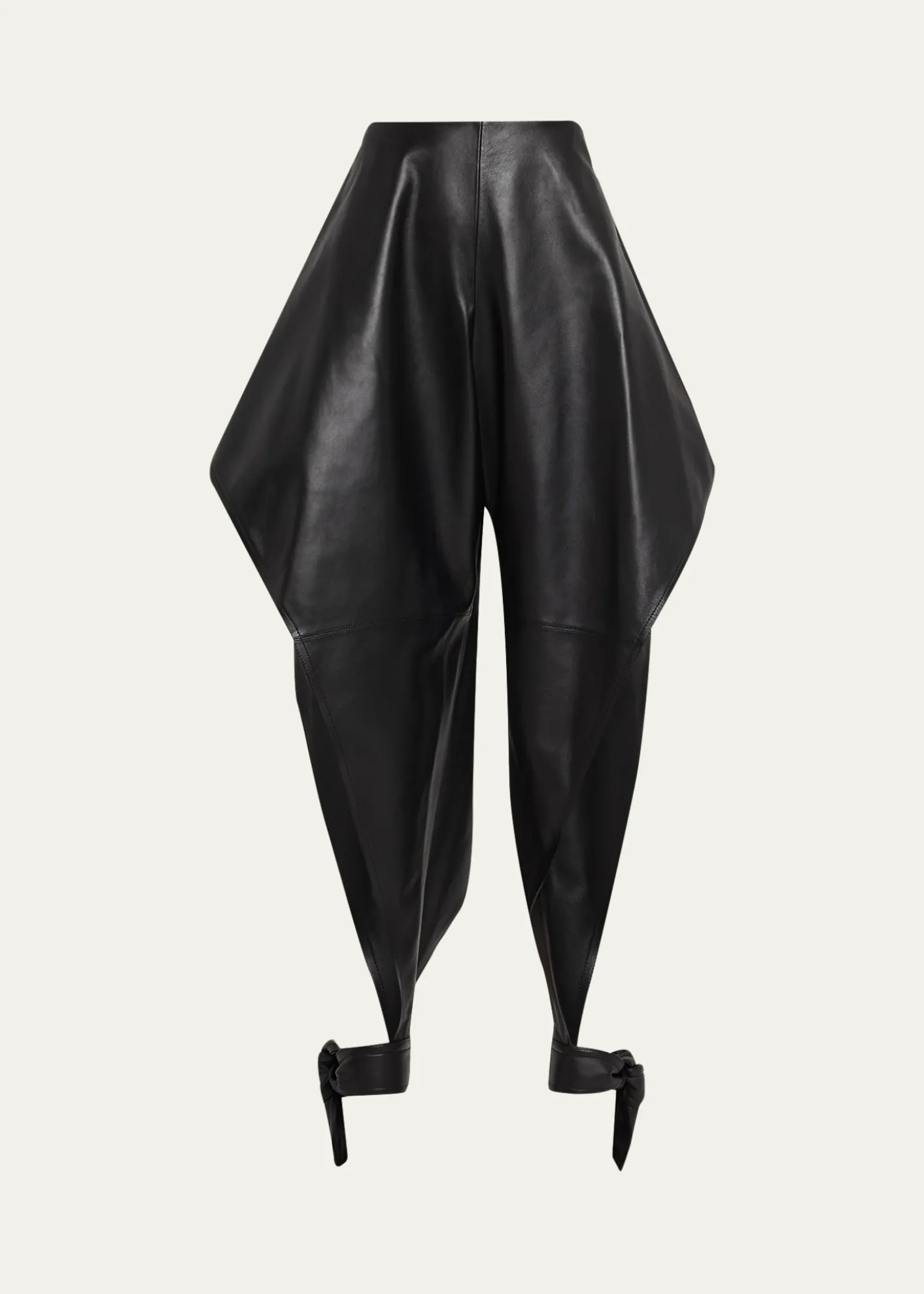 ALAIALeather Pointed Ruffle Ankle-Tie Pants