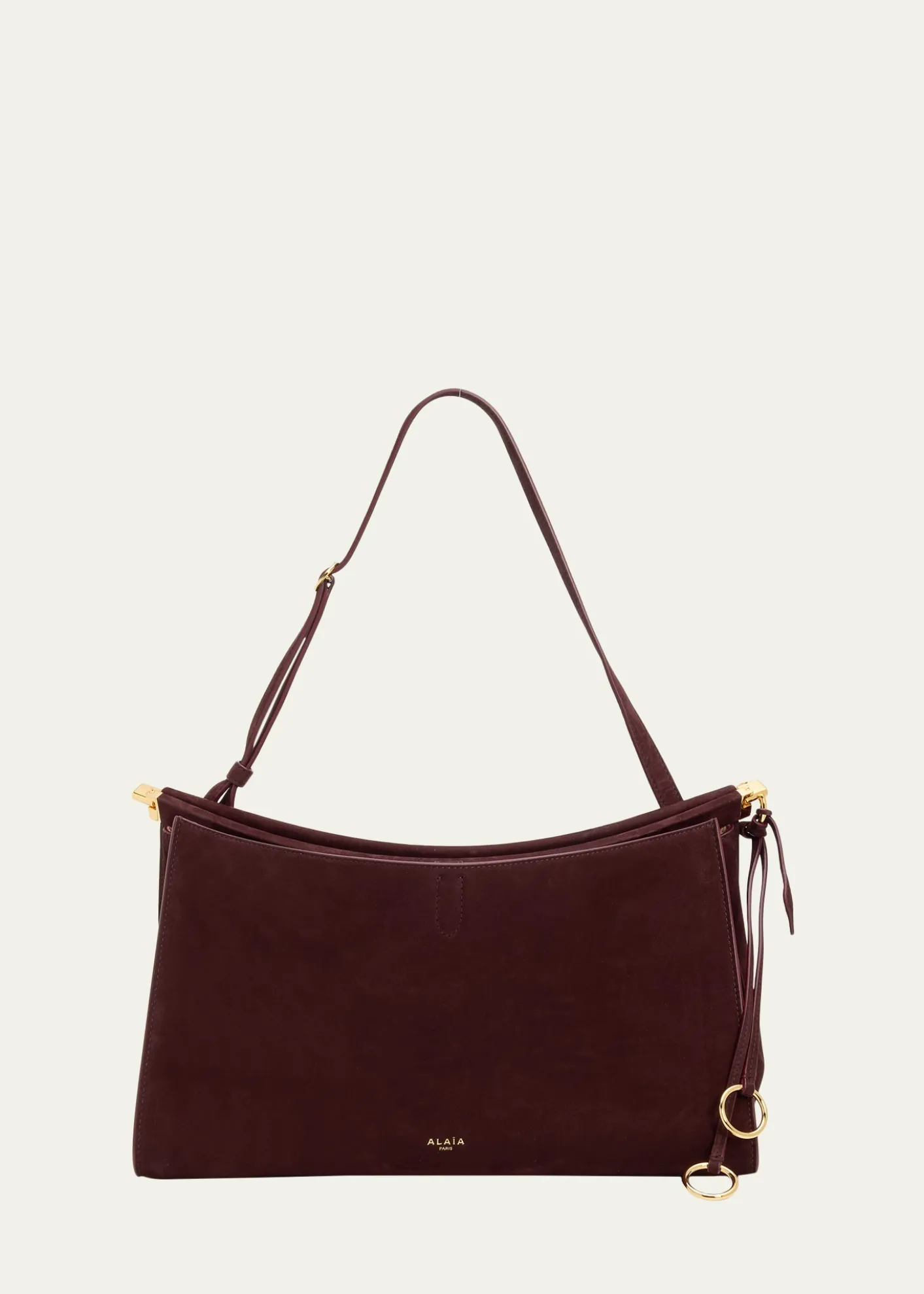 ALAIALe Click Large East-West Suede Shoulder Bag