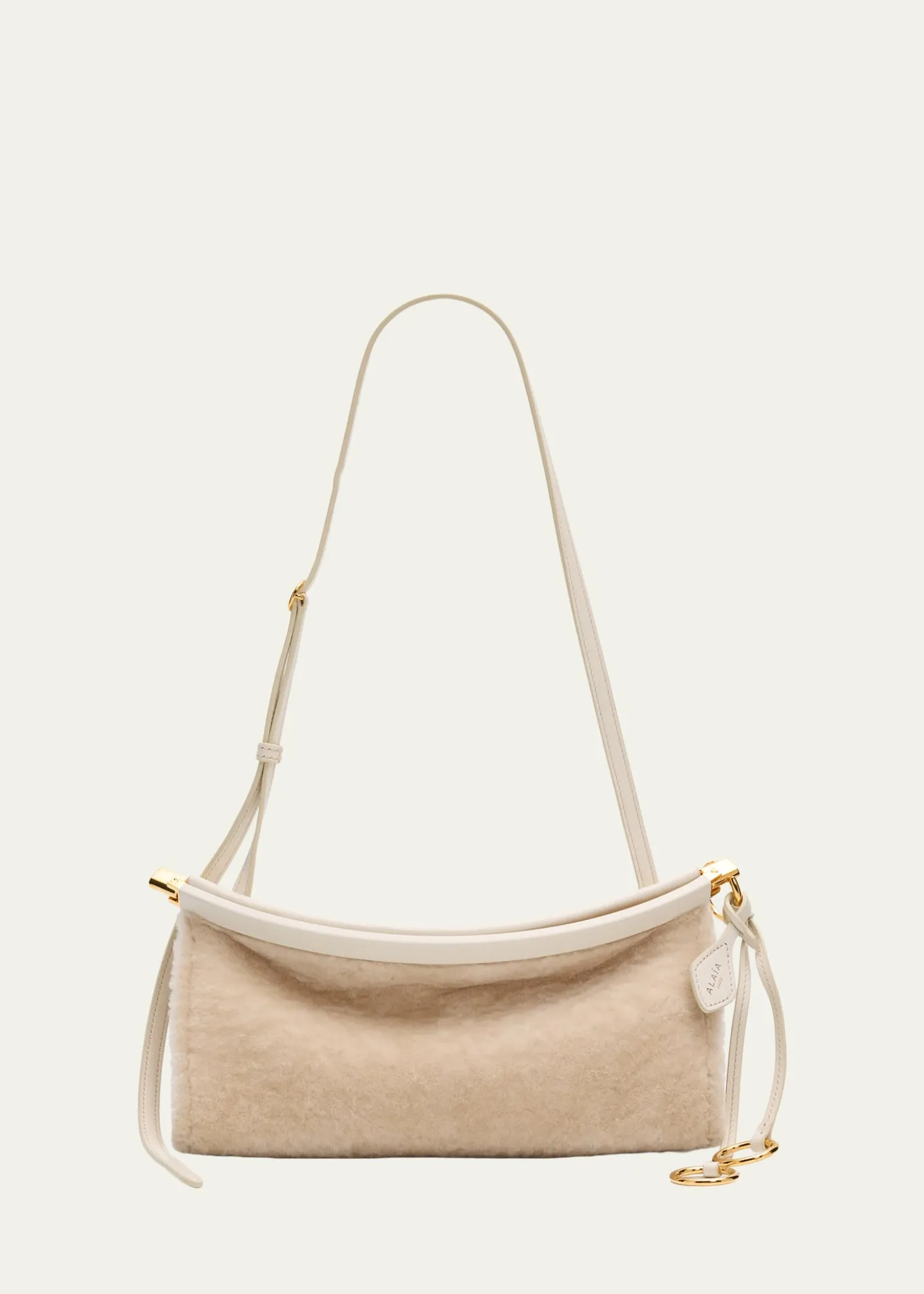 ALAIALe Click Shaved Shearling Small East-West Shoulder Bag
