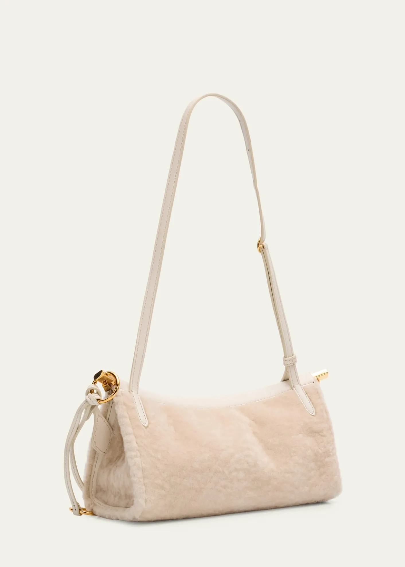 ALAIALe Click Shaved Shearling Small East-West Shoulder Bag