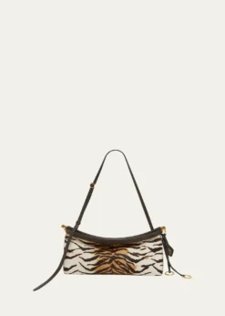 ALAIALe Click Tiger-Print Calf Hair East-West Shoulder Bag