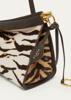ALAIALe Click Tiger-Print Calf Hair East-West Shoulder Bag