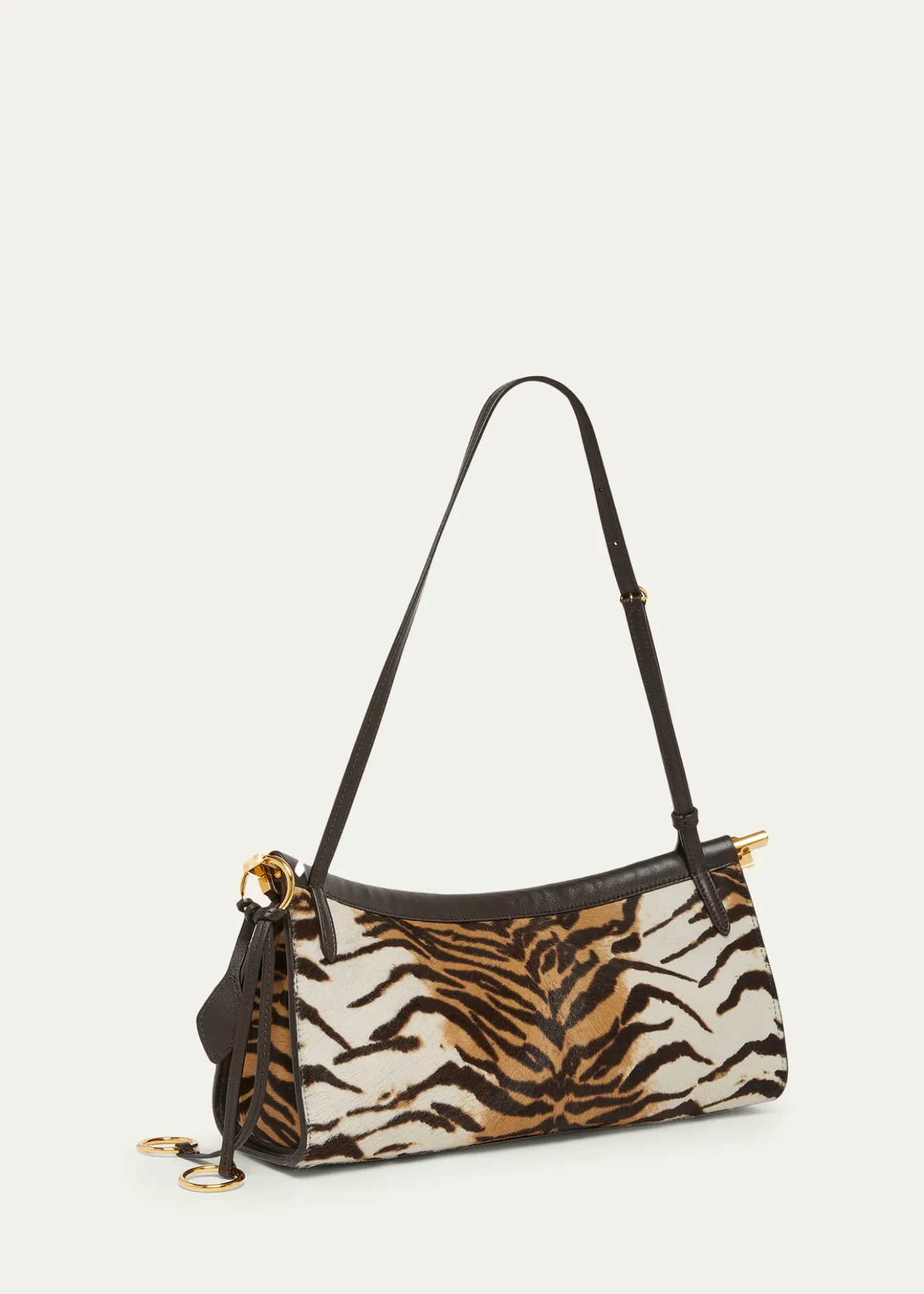 ALAIALe Click Tiger-Print Calf Hair East-West Shoulder Bag