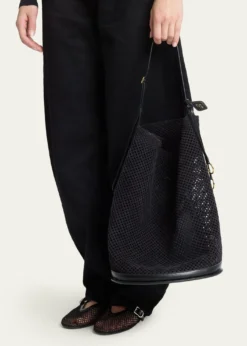 ALAIALe Hip Large Suede Mesh Bucket Bag