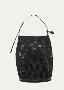 ALAIALe Hip Large Suede Mesh Bucket Bag