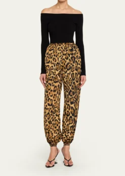 ALAIALeopard-Print Nylon Balloon Pants