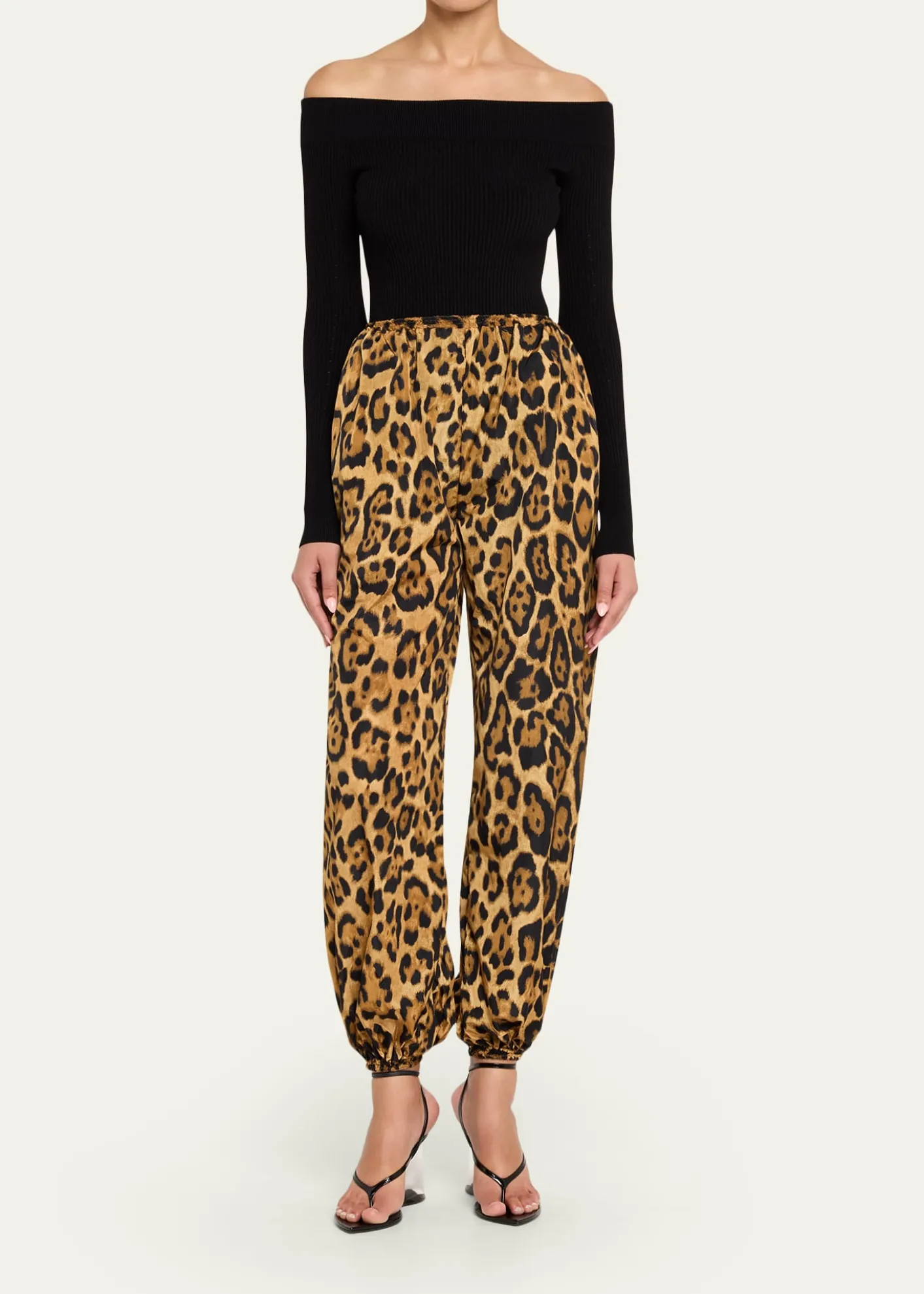ALAIALeopard-Print Nylon Balloon Pants