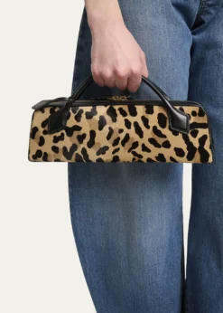ALAIALe Teckel Clutch Bag in Leopard Calf Hair