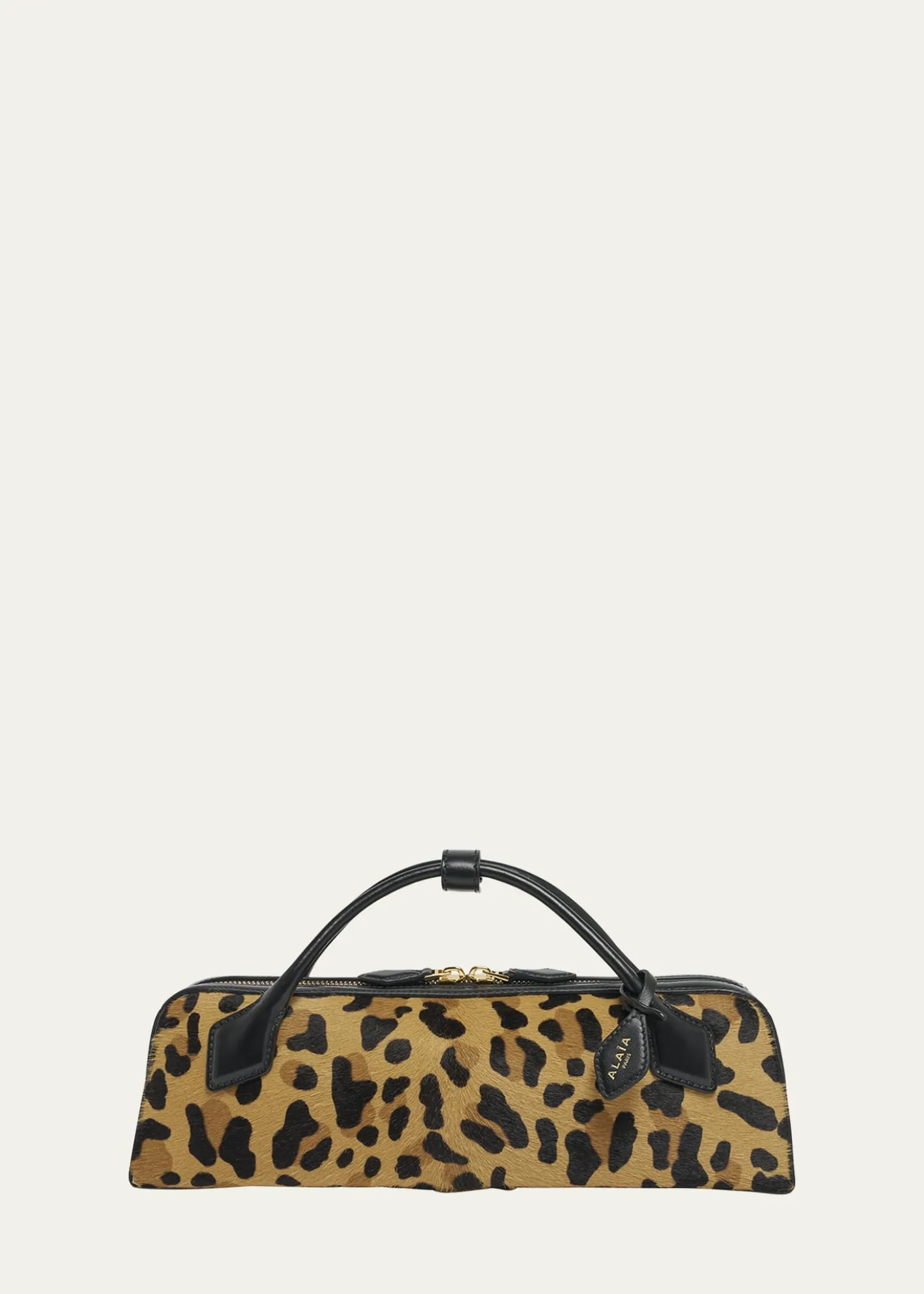 ALAIALe Teckel Clutch Bag in Leopard Calf Hair