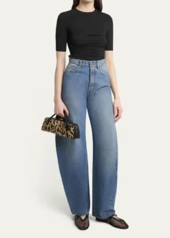 ALAIALe Teckel Clutch Bag in Leopard Calf Hair