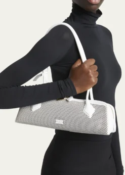 ALAIALe Teckel Medium Shoulder Bag in Fishnet Leather