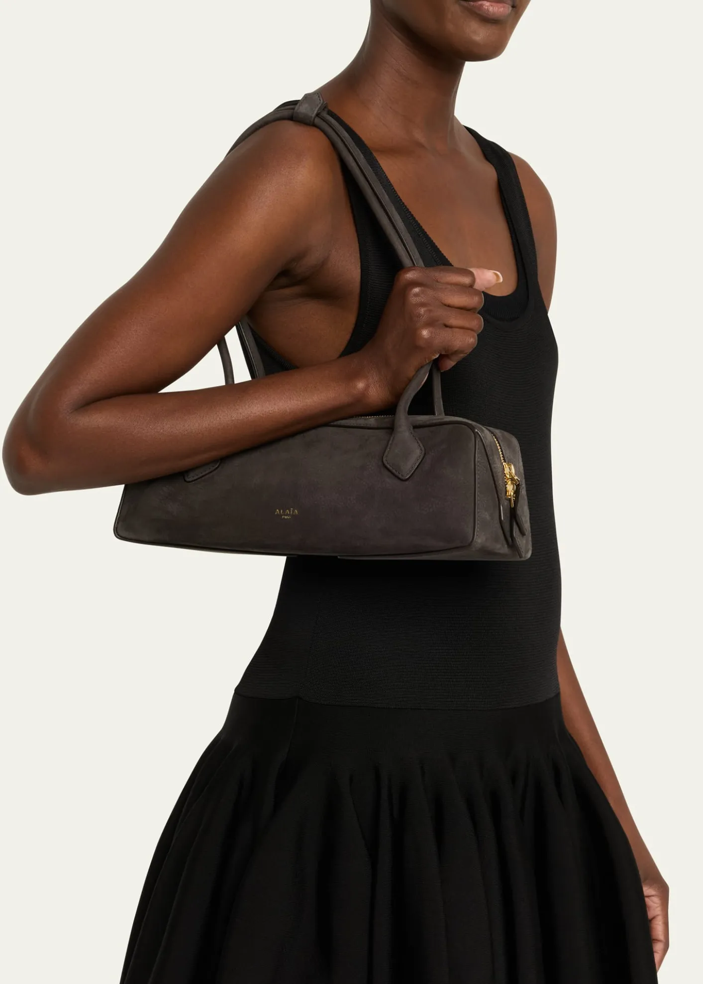 ALAIALe Teckel Medium Suede Shoulder Bag