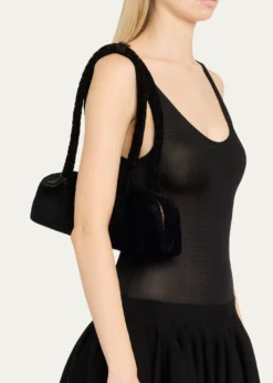 ALAIALe Teckel Shaved Shearling Medium Shoulder Bag