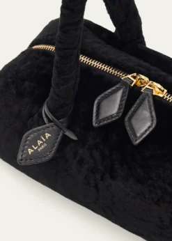ALAIALe Teckel Shaved Shearling Medium Shoulder Bag